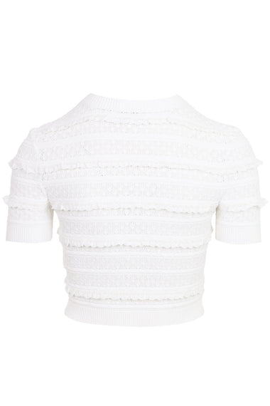 White Pointelle Knit Top
