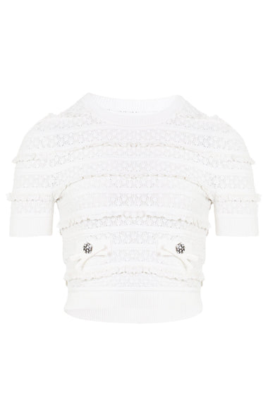 White Pointelle Knit Top