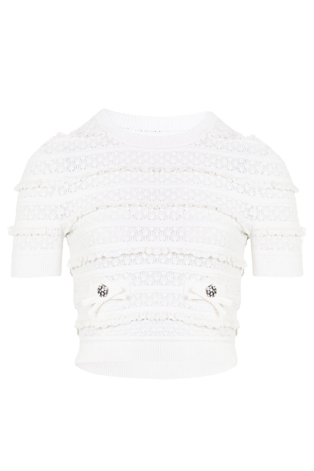 Load image into Gallery viewer, White Pointelle Knit Top
