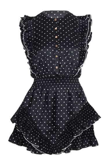 Black Polka Dot Frill Mini Dress