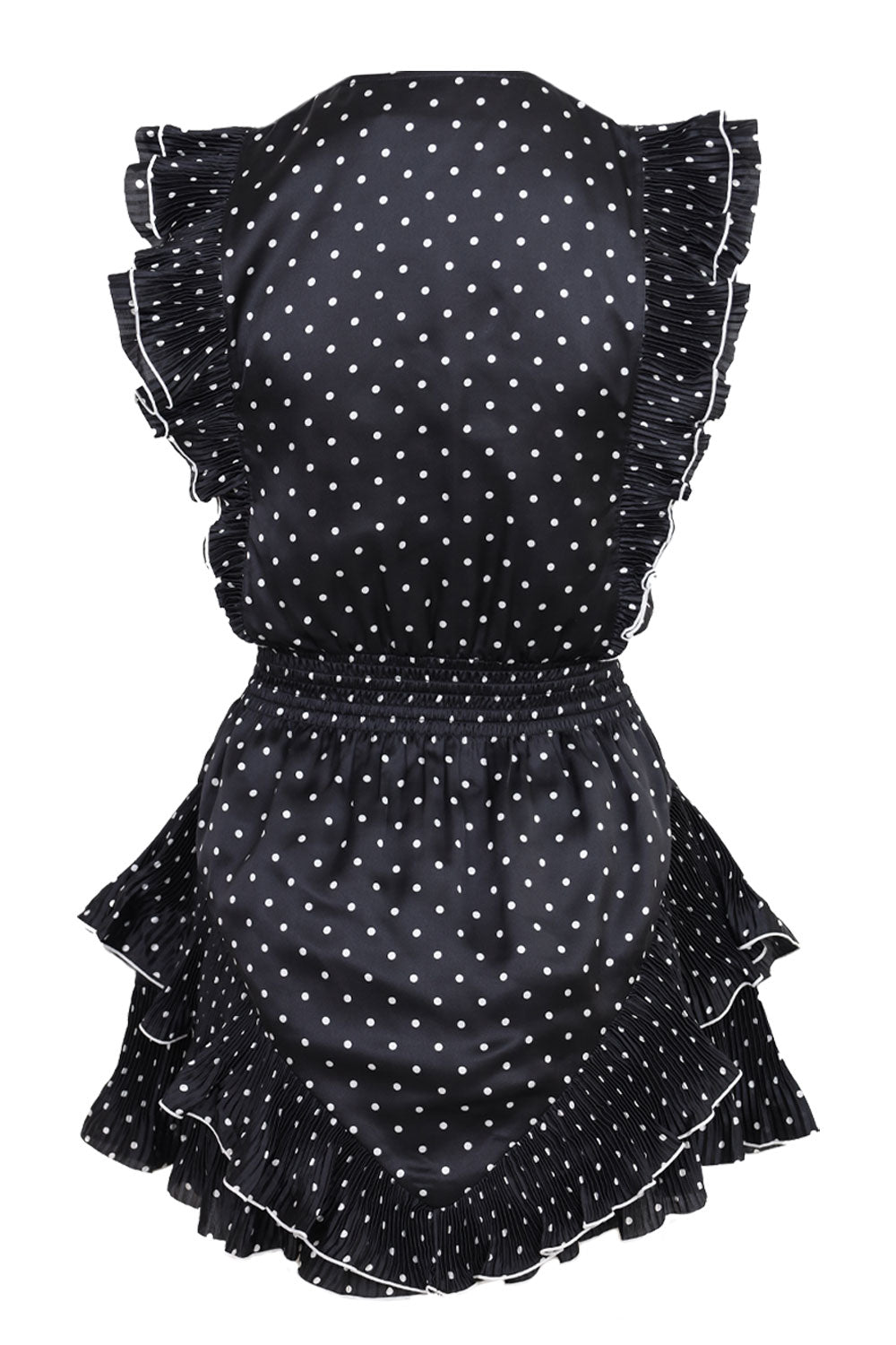 Load image into Gallery viewer, Black Polka Dot Frill Mini Dress
