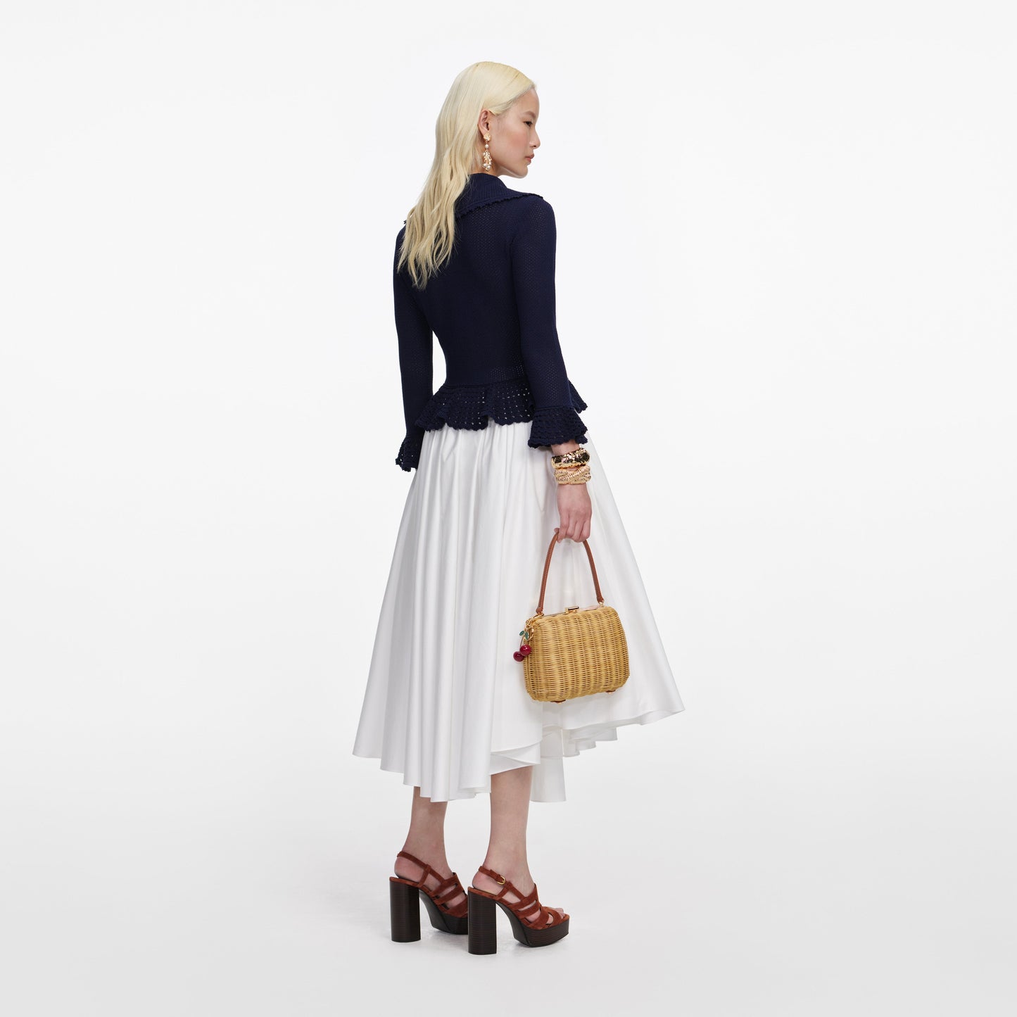 Load image into Gallery viewer, Navy Shell Embellished Cardigan
