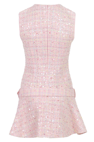Pink Sequin Boucle Belted Mini Dress