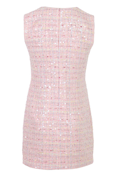 Pink Sequin Boucle Bow Mini Dress