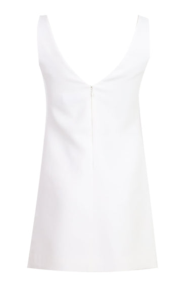 White Crepe Embellished Flower Mini Dress