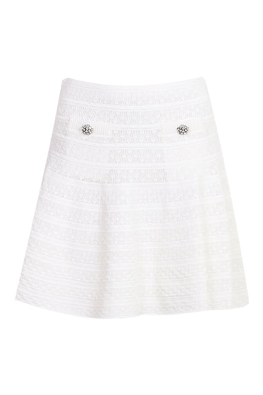 White Pointelle Knit Mini Skirt