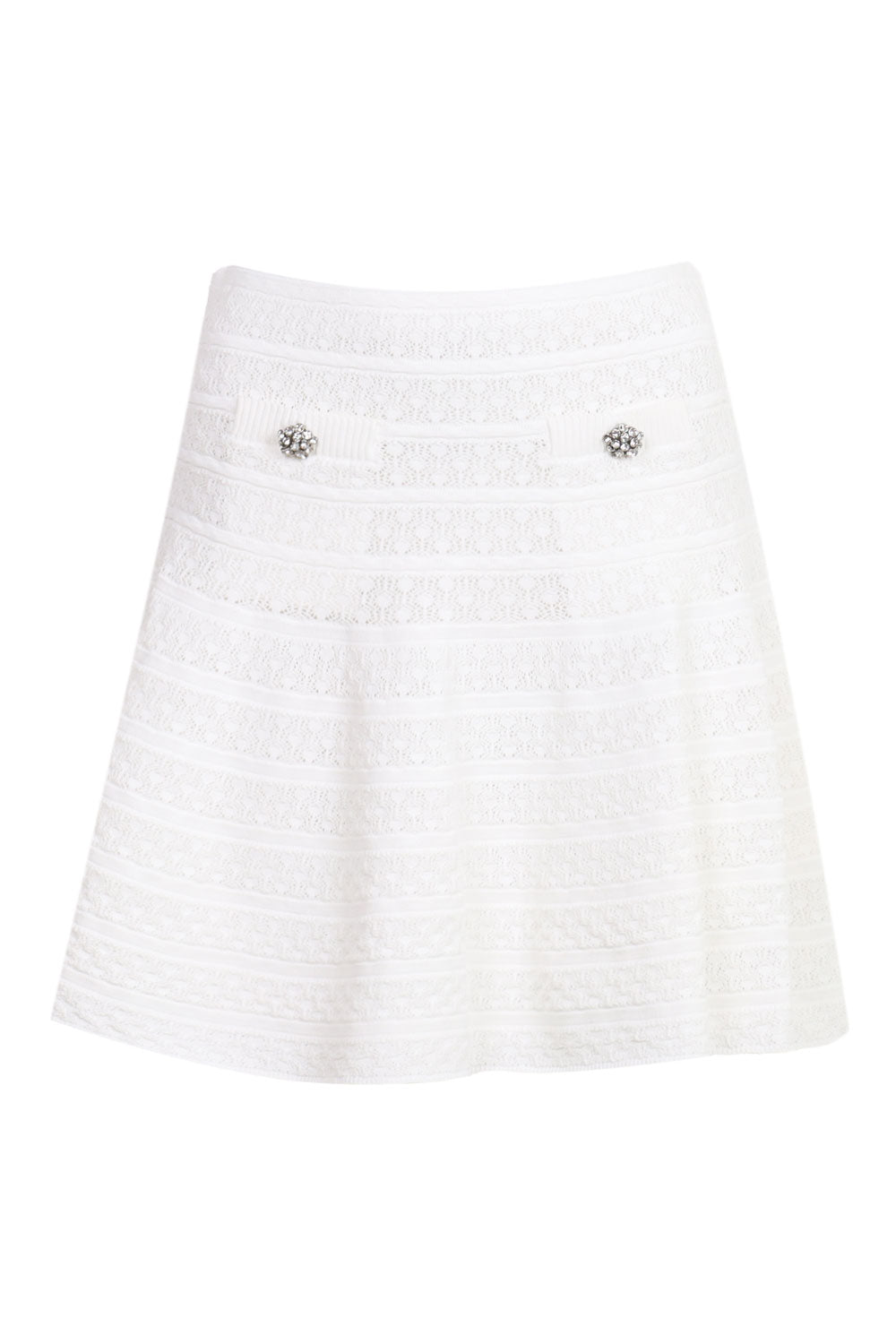 Load image into Gallery viewer, White Pointelle Knit Mini Skirt
