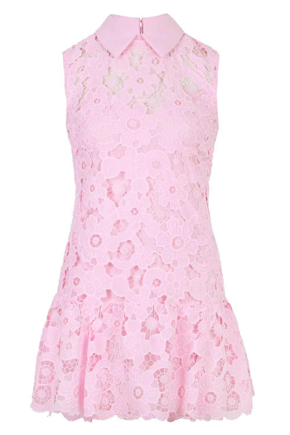 Load image into Gallery viewer, Pink Lace Collared Mini Dress
