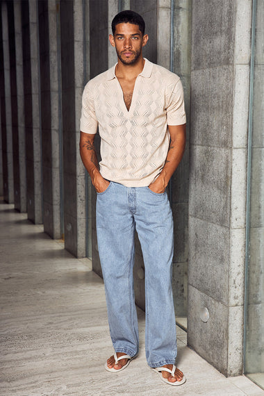 Anthony Short Sleeve Knit Top Sand