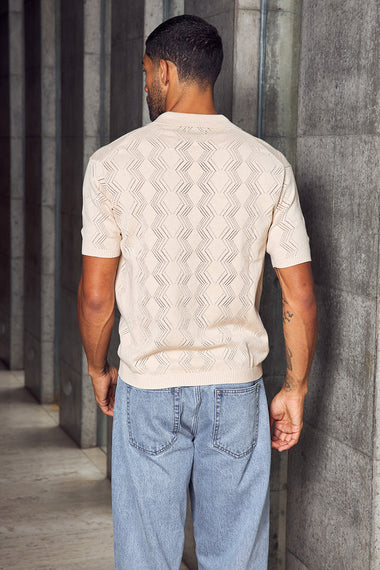 Anthony Short Sleeve Knit Top Sand
