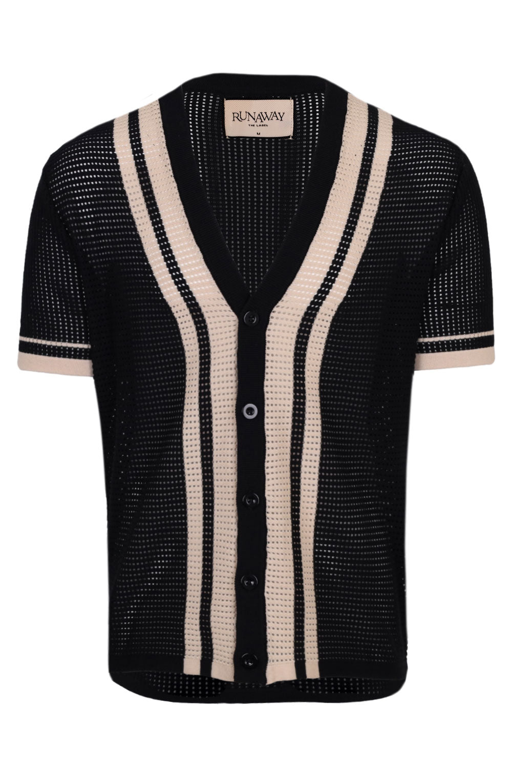 Load image into Gallery viewer, Bennet Short Sleeve Knit Shirt Black/Sand
