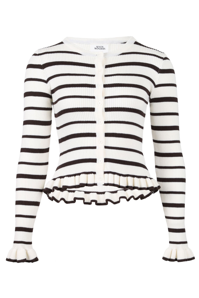 Donna Long Sleeve Knit Top Cream/Chocolate