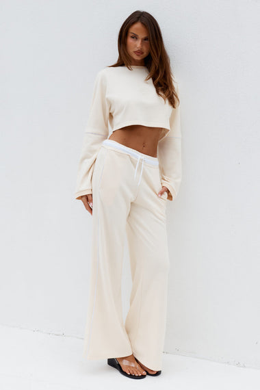Eleri Wide Leg Track Pants Biscuit