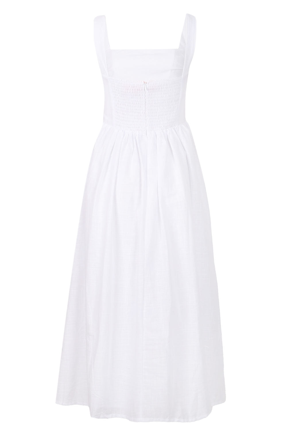 Load image into Gallery viewer, Kiyo Square Neck Tie Midi Dress White

