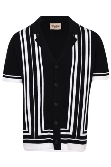 Levon Short Sleeve Knit Top Black/White