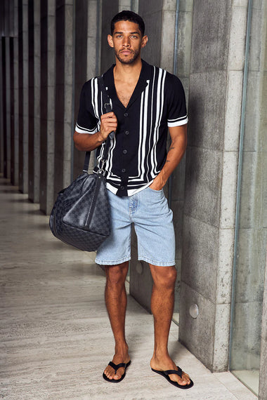 Levon Short Sleeve Knit Top Black/White
