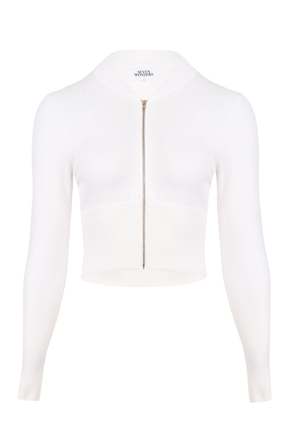 Load image into Gallery viewer, Monisha Crop Zip Up Knit Cardigan Cream

