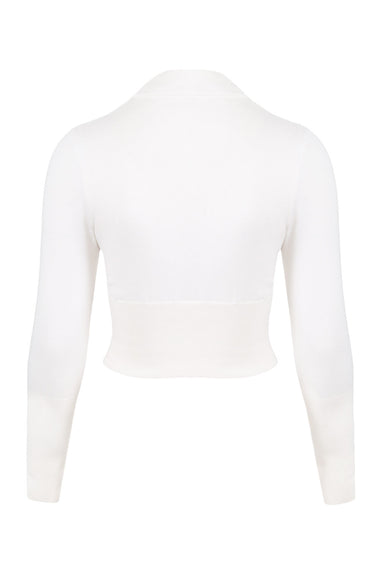 Monisha Crop Zip Up Knit Cardigan Cream
