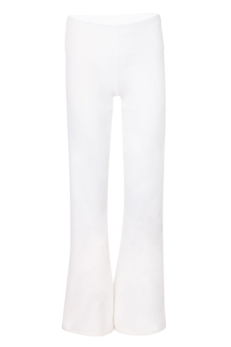 Monisha Foldover Flare Knit Pant Cream