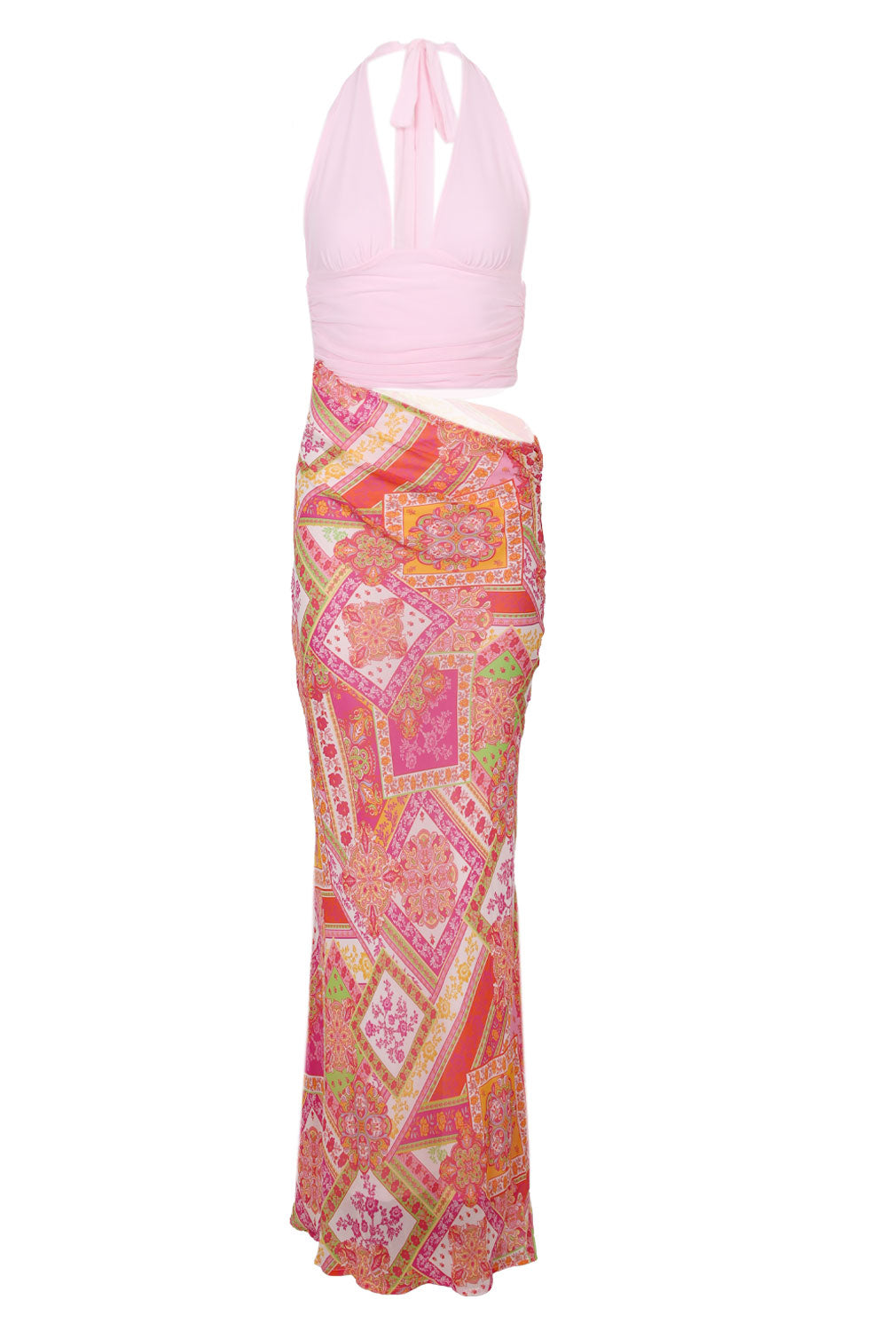 halter top sun dresses Mei High Split Halter Neck Maxi Dress in Ivory main image 1
