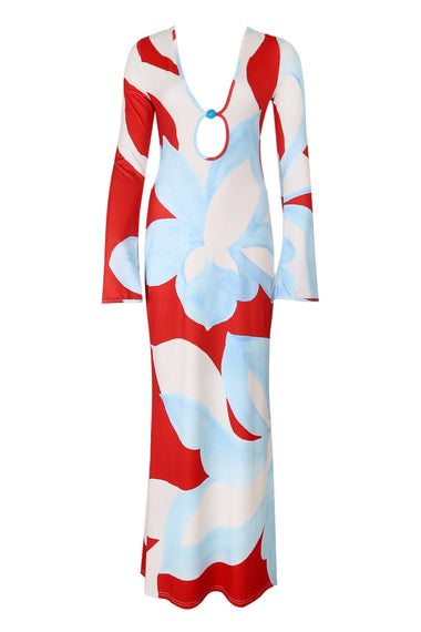 Amoree Long Sleeve Maxi Dress - Amoree Red