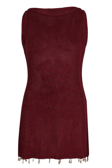 Ariya Mini Dress Wine Metallic