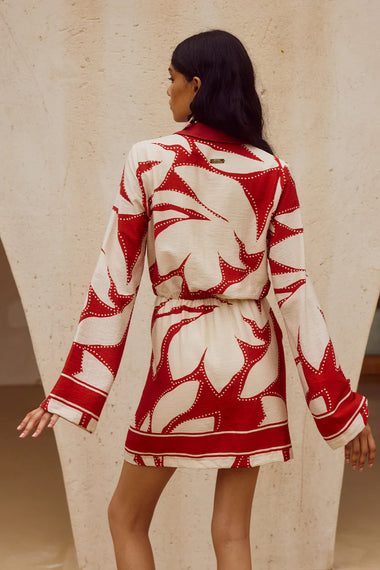 Arlette Sleeved Mini Dress Red