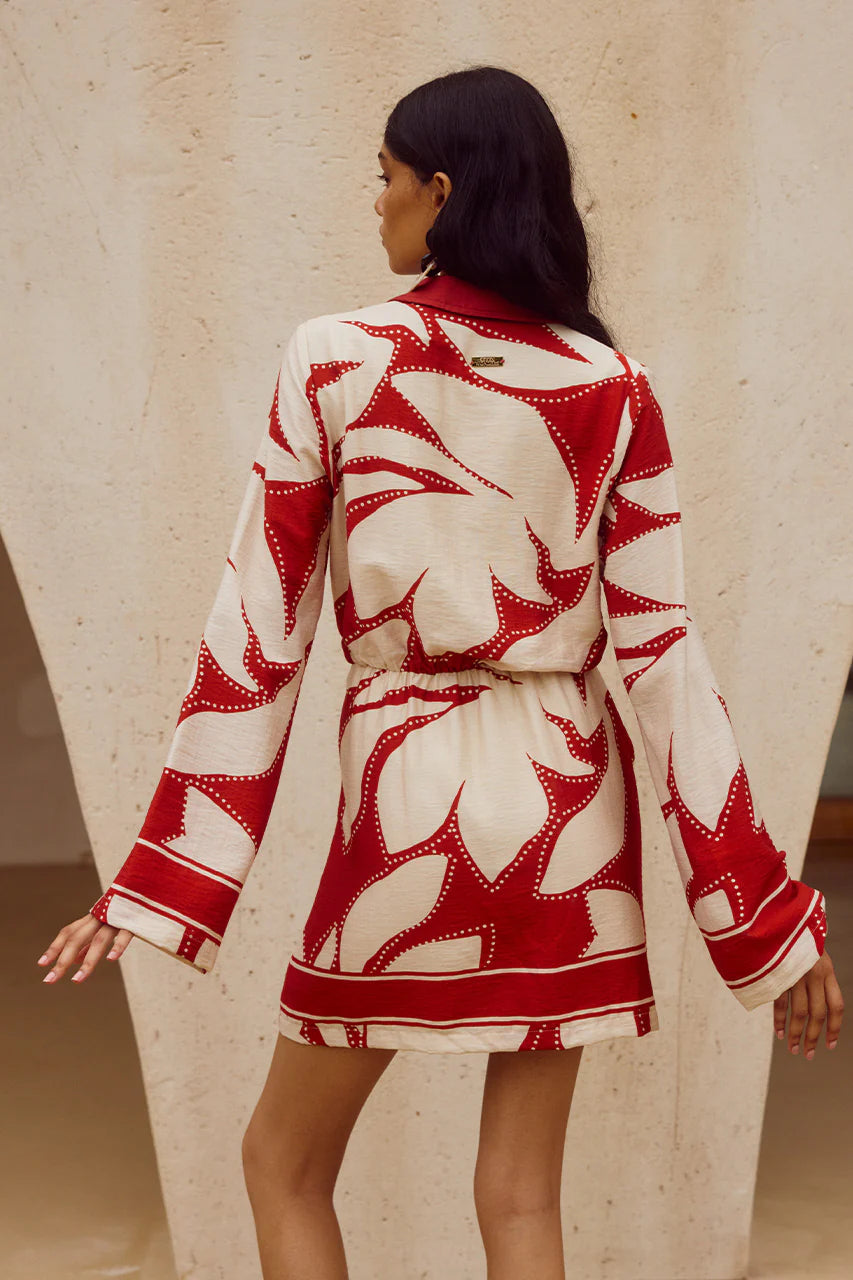 Load image into Gallery viewer, Arlette Sleeved Mini Dress Red
