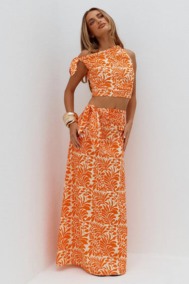 Azariah Off Shoulder Tie Top Orange