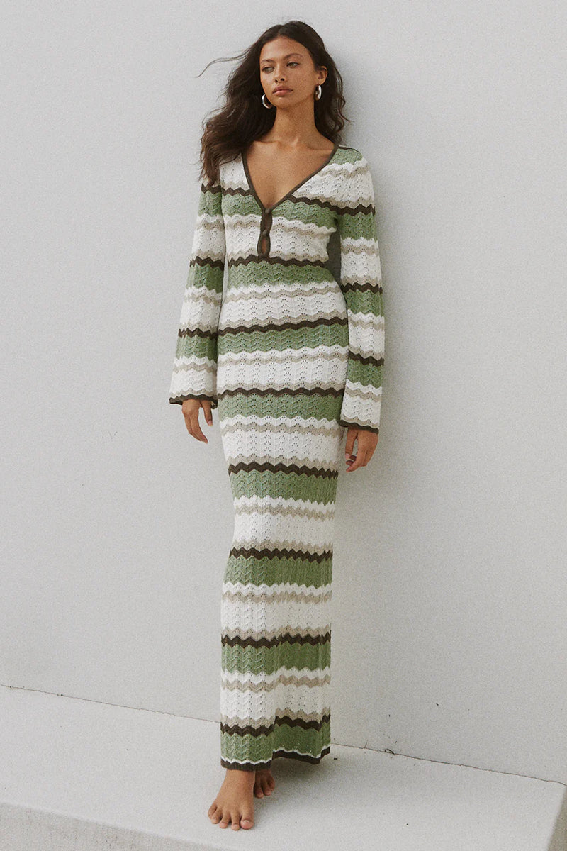 Caprice Maxi Dress Green Combo