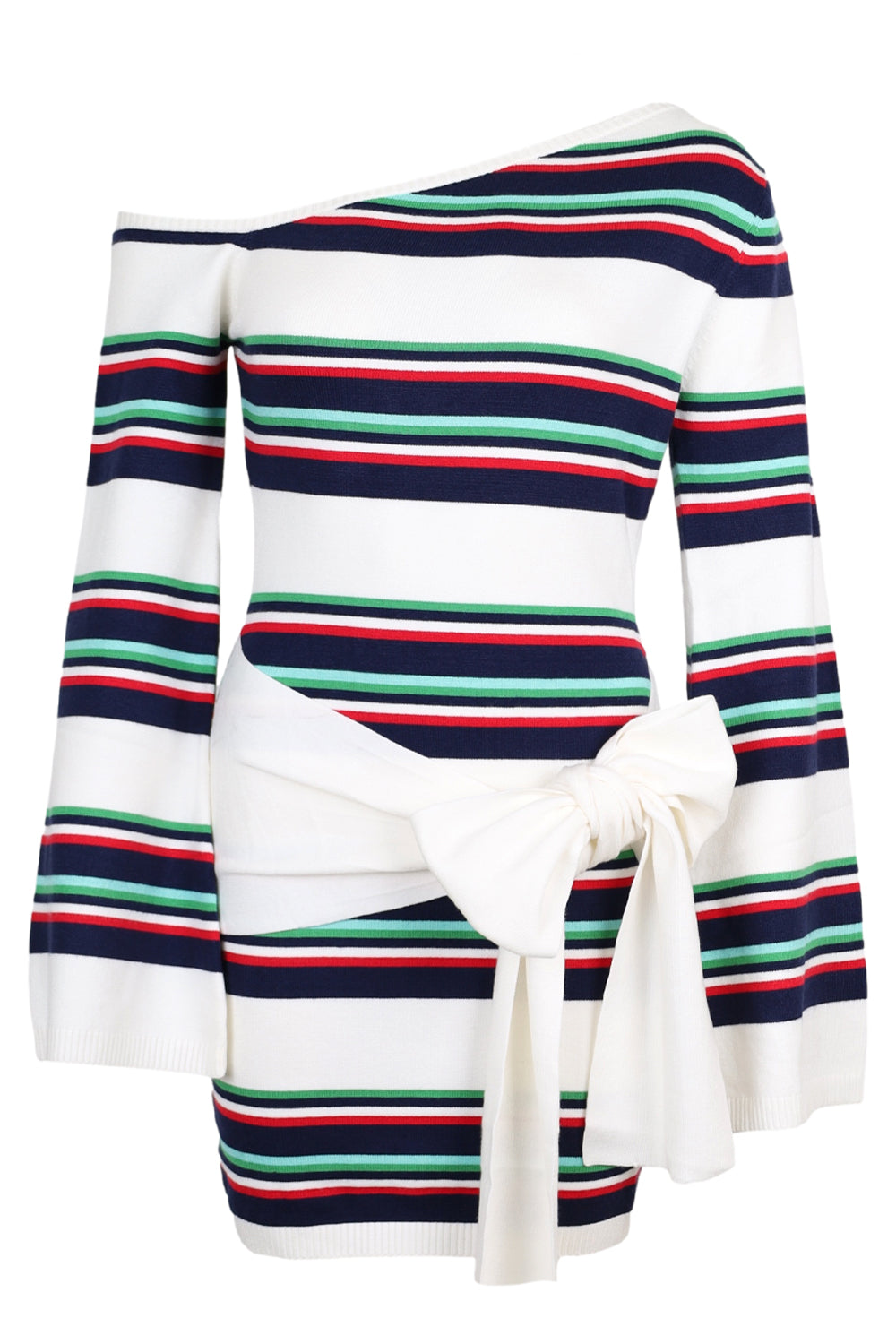 Load image into Gallery viewer, Emryn One Shoulder Knit Dress Multi Stripe
