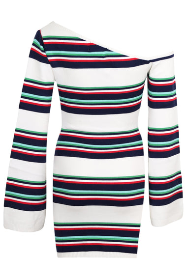 Emryn One Shoulder Knit Dress Multi Stripe