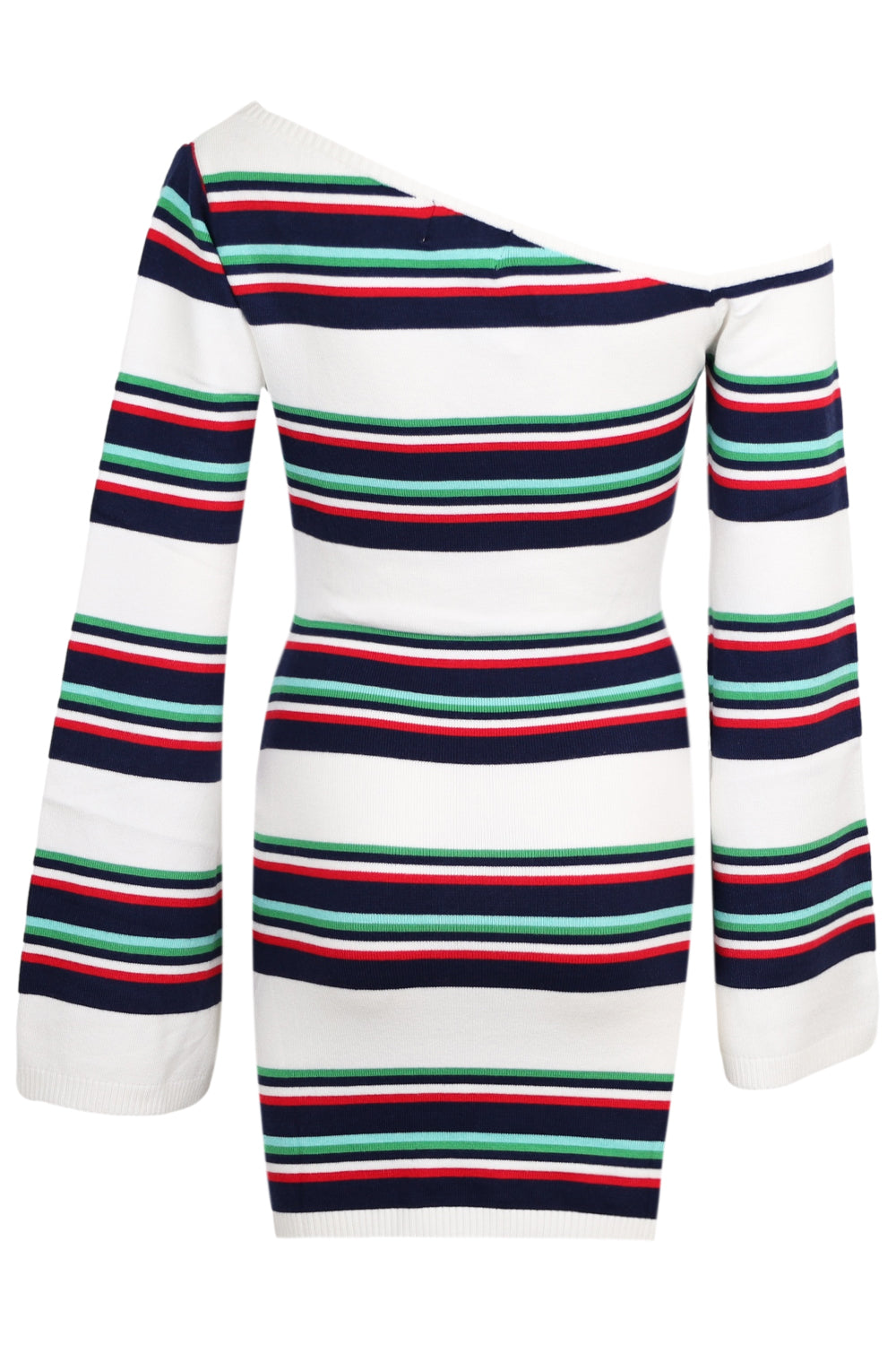 Load image into Gallery viewer, Emryn One Shoulder Knit Dress Multi Stripe
