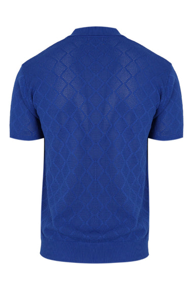 Ezra Short Sleeve Polo Knit Top Royal