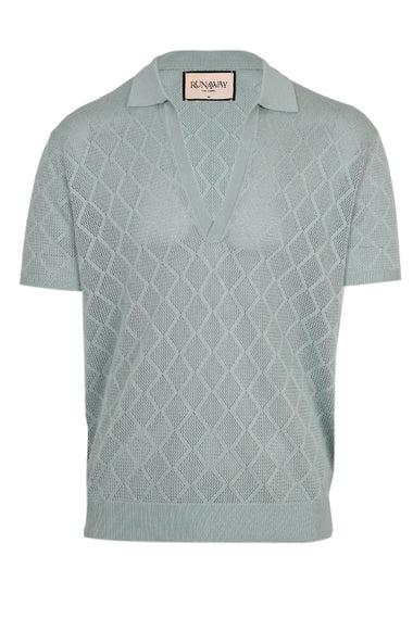 Ezra Short Sleeve Polo Knit Top Sage