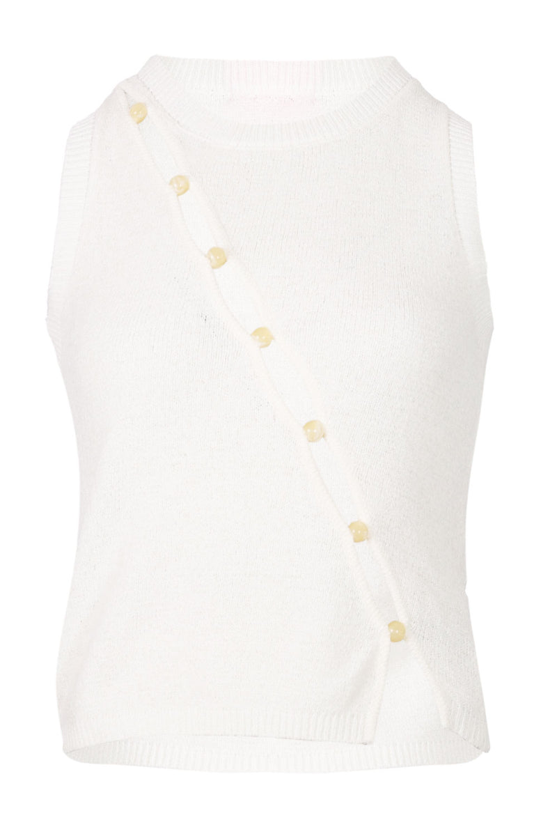 Gemini Cut Out Knit Tank White