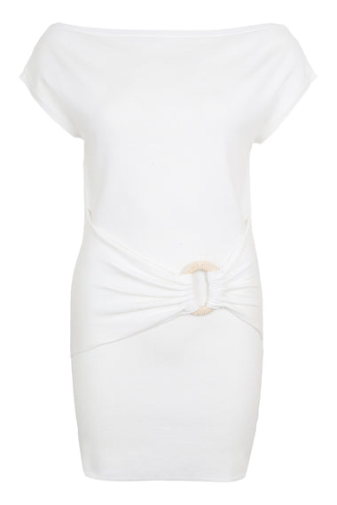 Kamryn Side Tie Knit Mini Dress White