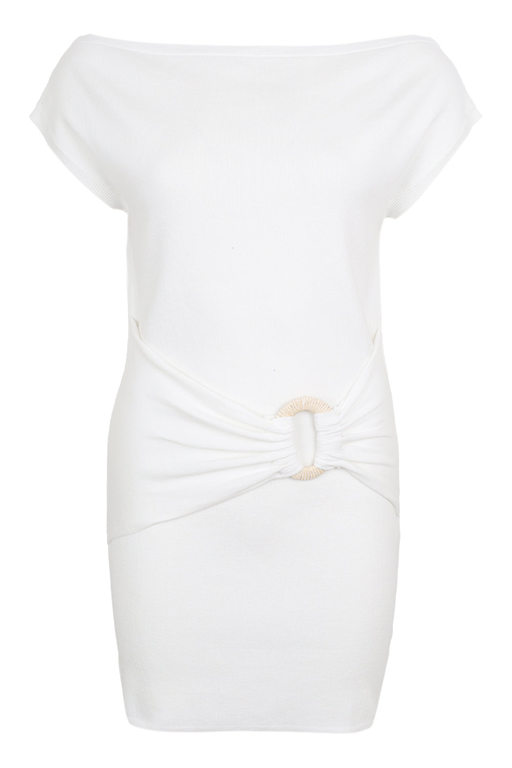 Load image into Gallery viewer, Kamryn Side Tie Knit Mini Dress White
