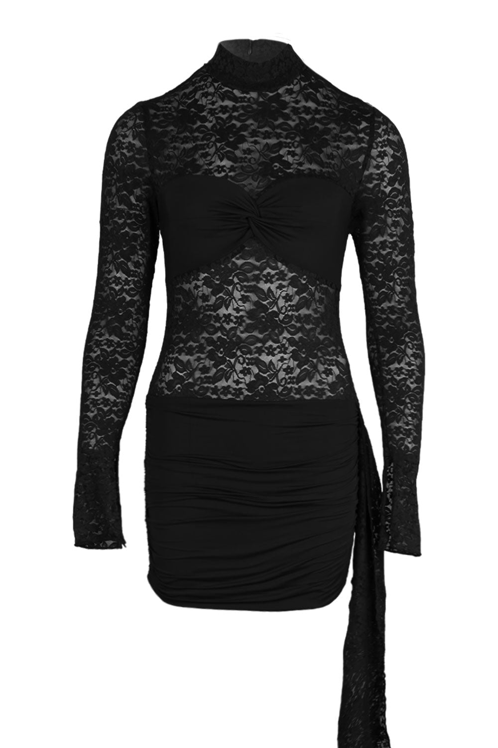 Load image into Gallery viewer, Larna Lace Sleeved Mini Dress Black
