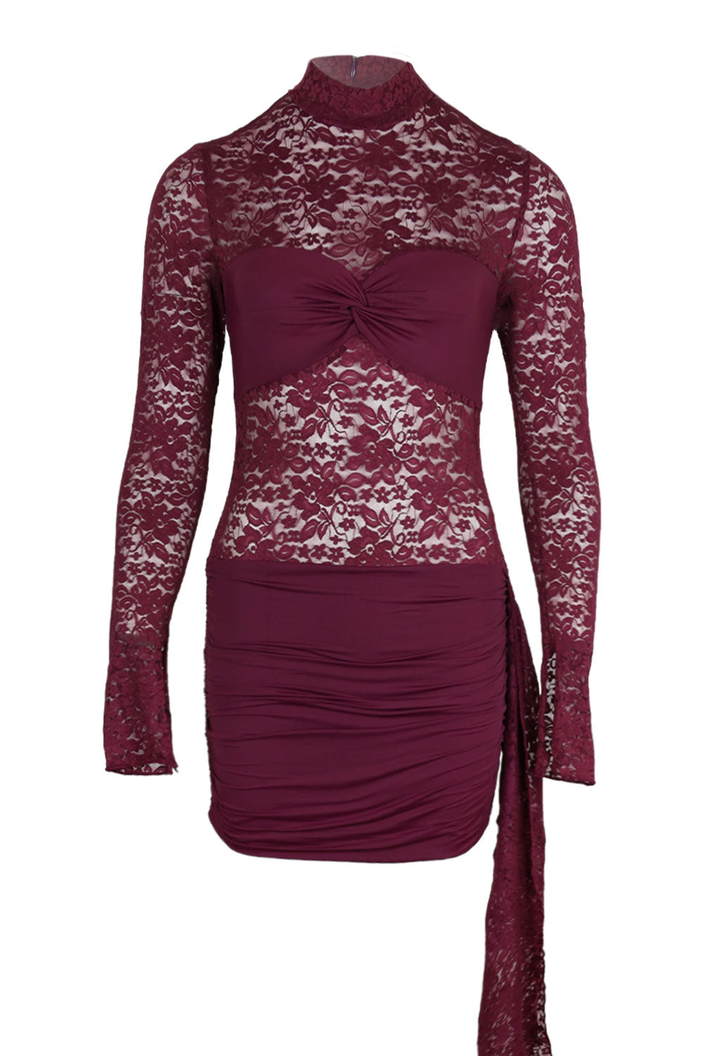 Load image into Gallery viewer, Larna Lace Sleeved Mini Dress Wine
