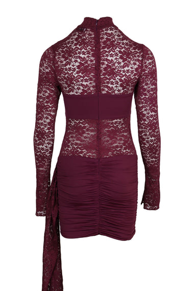 Larna Lace Sleeved Mini Dress Wine