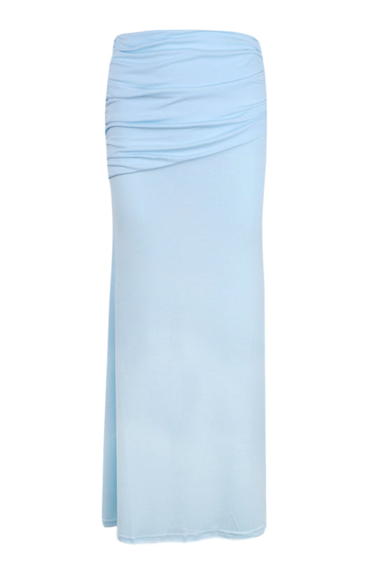 Malani Ruched Maxi Skirt Blue
