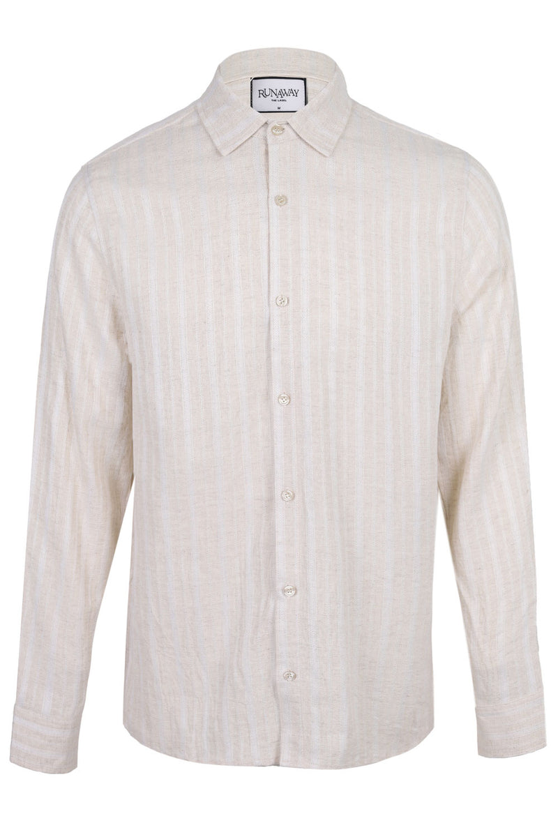 Tristian Long Sleeve Shirt Sand/White Stripe