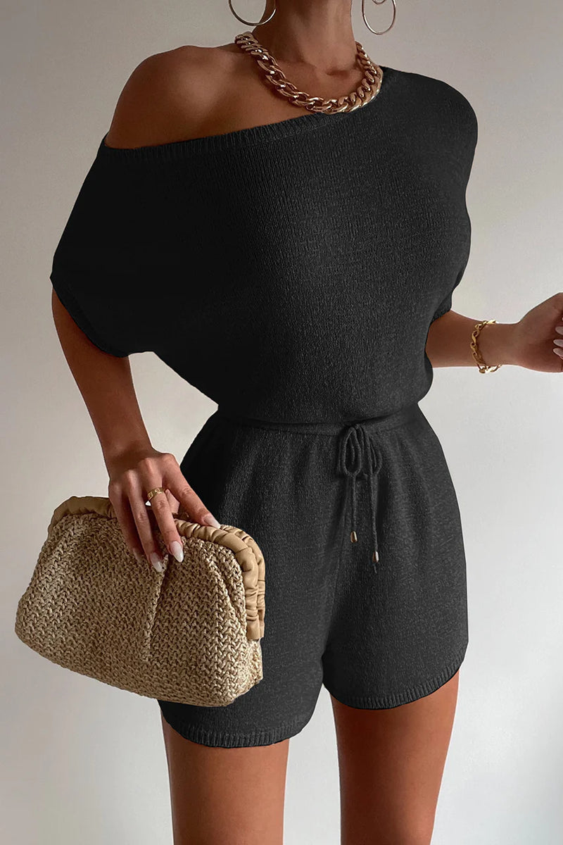 Miami Knit Playsuit Black