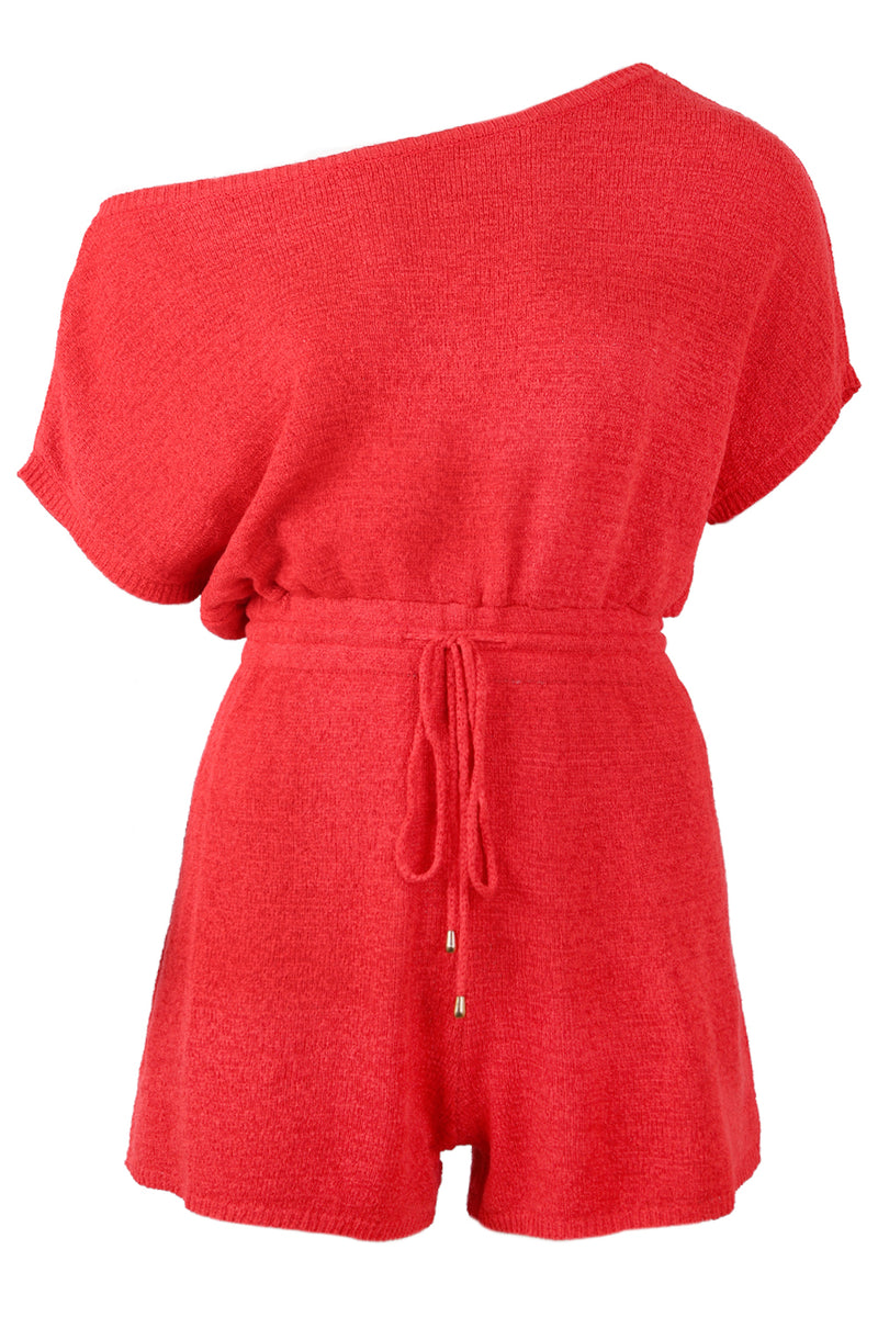Miami Knit Playsuit Red