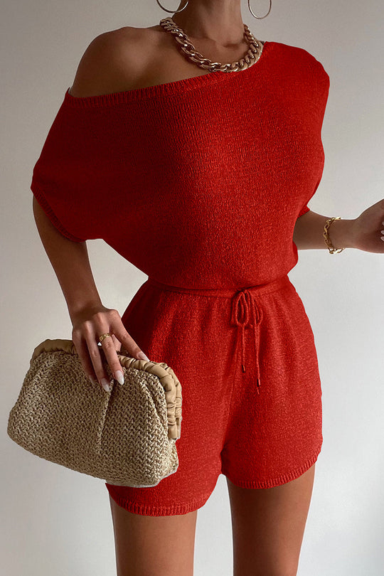 Miami Knit Playsuit Red