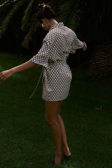 Milani Kimono Dress Chocolate Geo - Cover Up