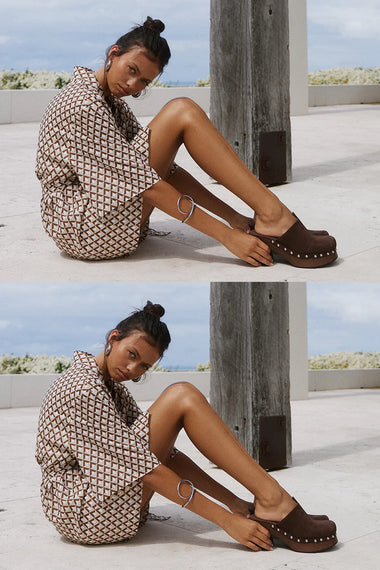 Milani Kimono Dress Chocolate Geo - Cover Up