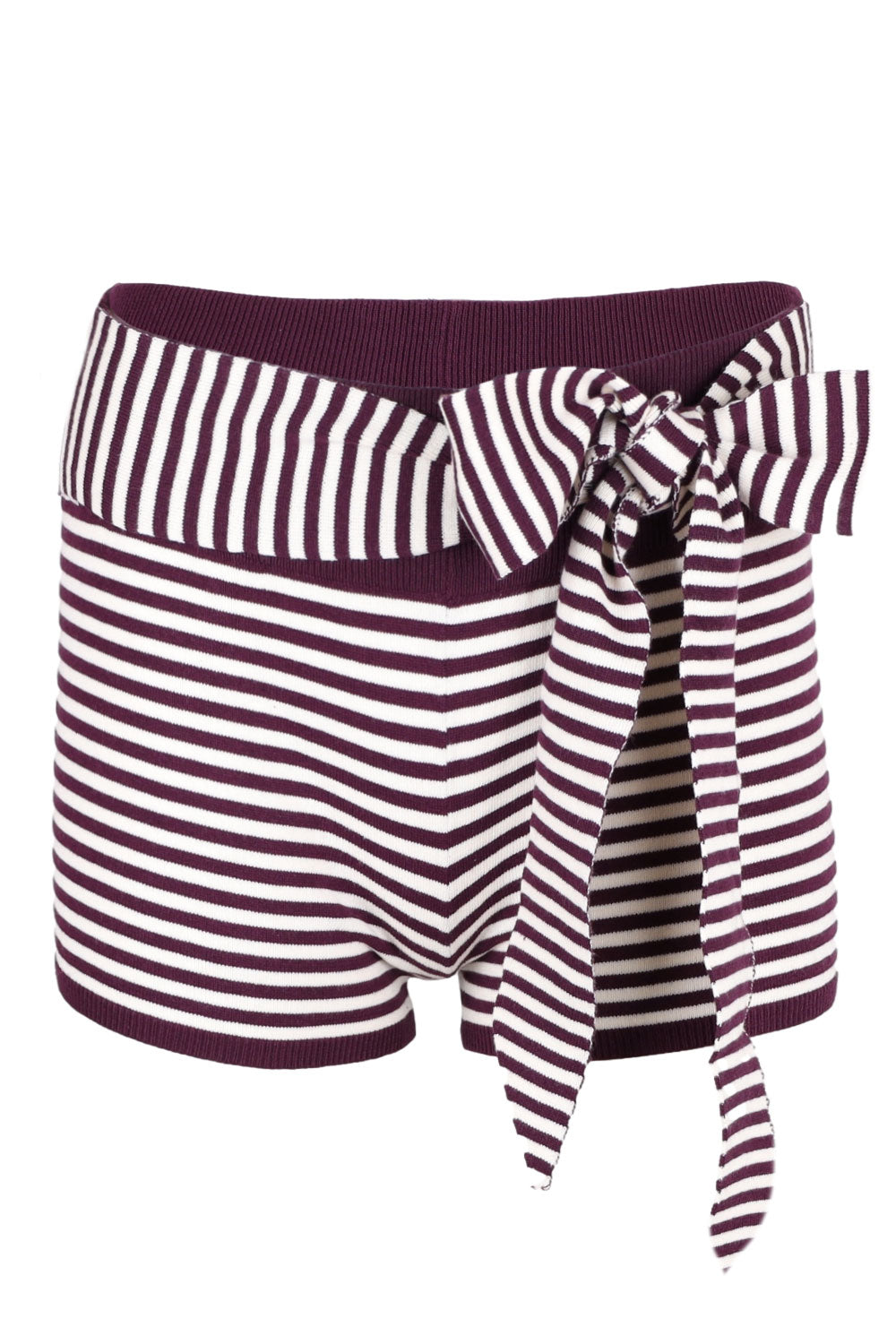 Load image into Gallery viewer, Mischief Knit Hot Short Wine Stripe
