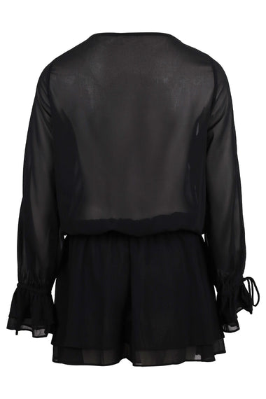 Samantha Ruffle  V Neck Mini Dress Black
